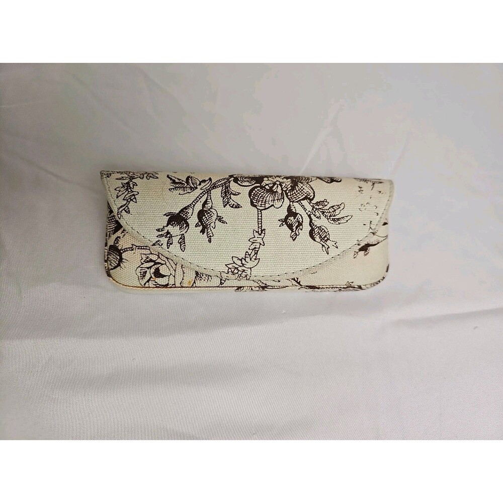 LAURA ASHLEY Glasses Case Linen covering with Floral Design Magnetic Snap Close
